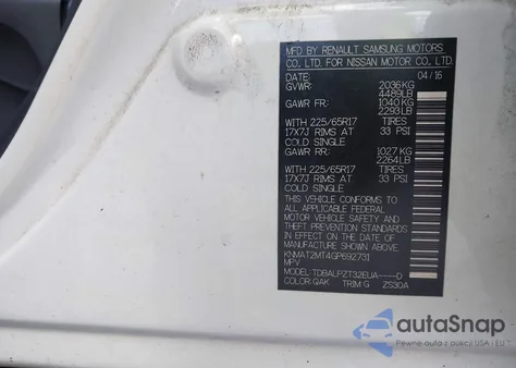 2016 Nissan Rogue S/Sl/Sv z USA, uszkodzony, nr VIN KNMAT2MT4GP692731